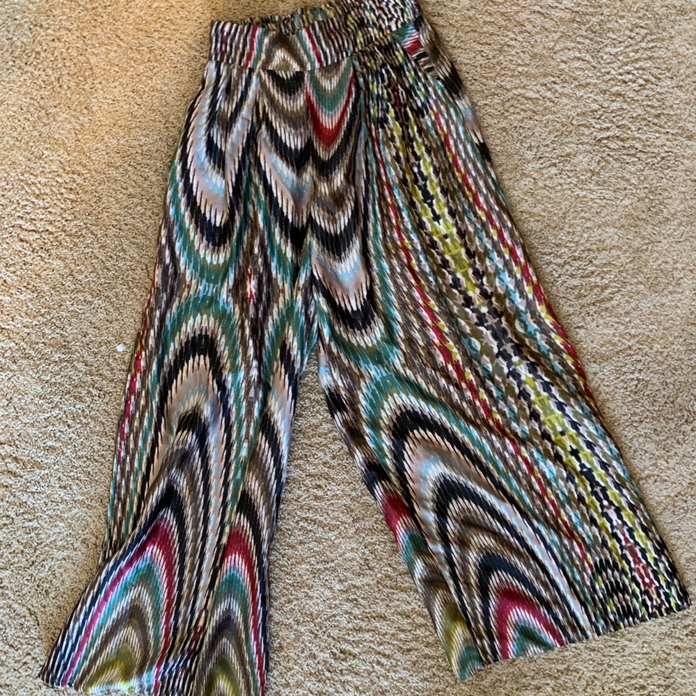 Wide leg silk pants